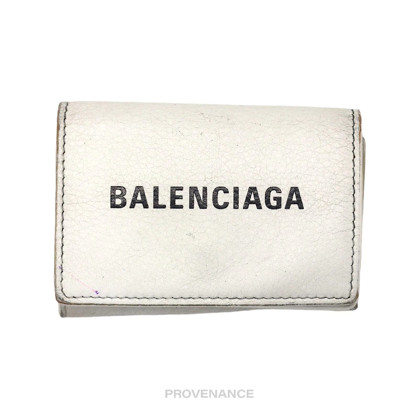 Balenciaga 🔴 Balenciaga Logo Trifold Wallet - White Leather Size ONE SIZE - 1 Thumbnail