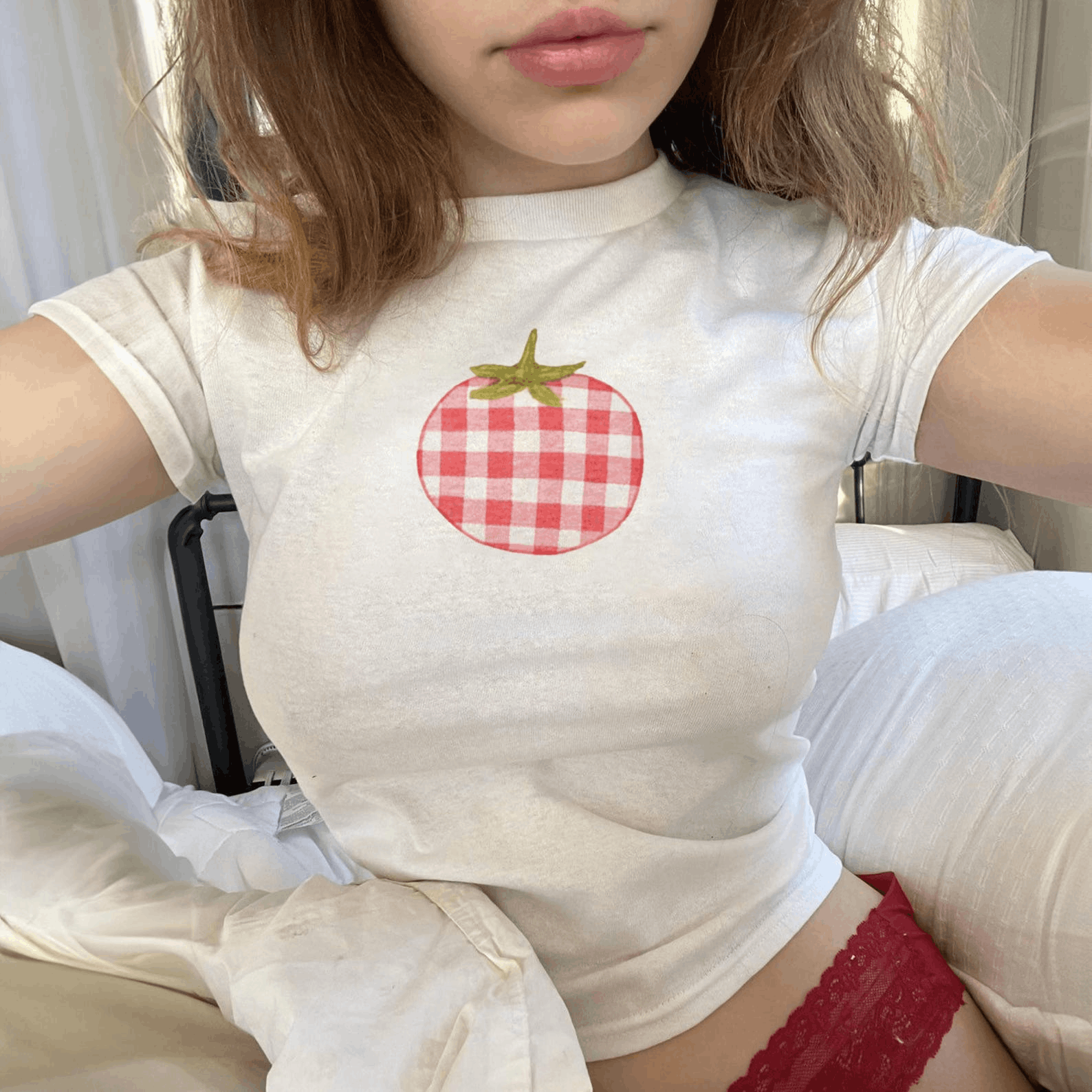 Other Tomato Graphic Baby Tee – Cute Fruit Y2K Crop Top Size M / US 6-8 / IT 42-44 - 2 Thumbnail