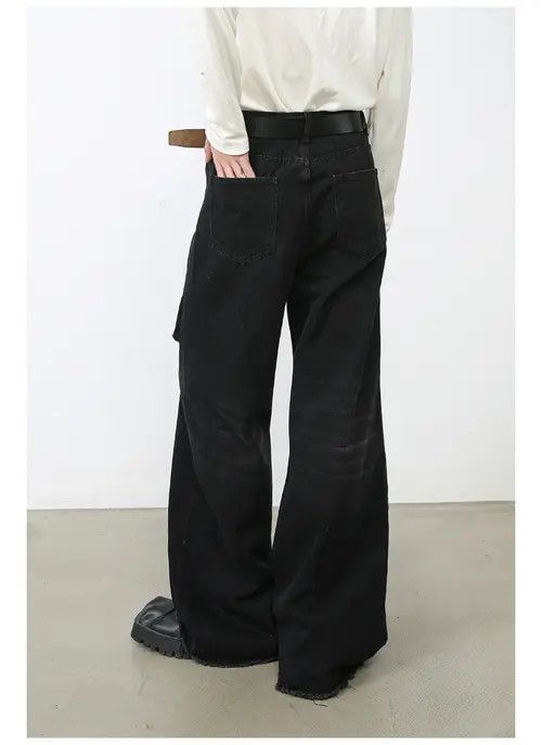 VIBE Japanese black loose straight wide-leg cargo jeans Size US 32 / EU 48 - 5 Thumbnail