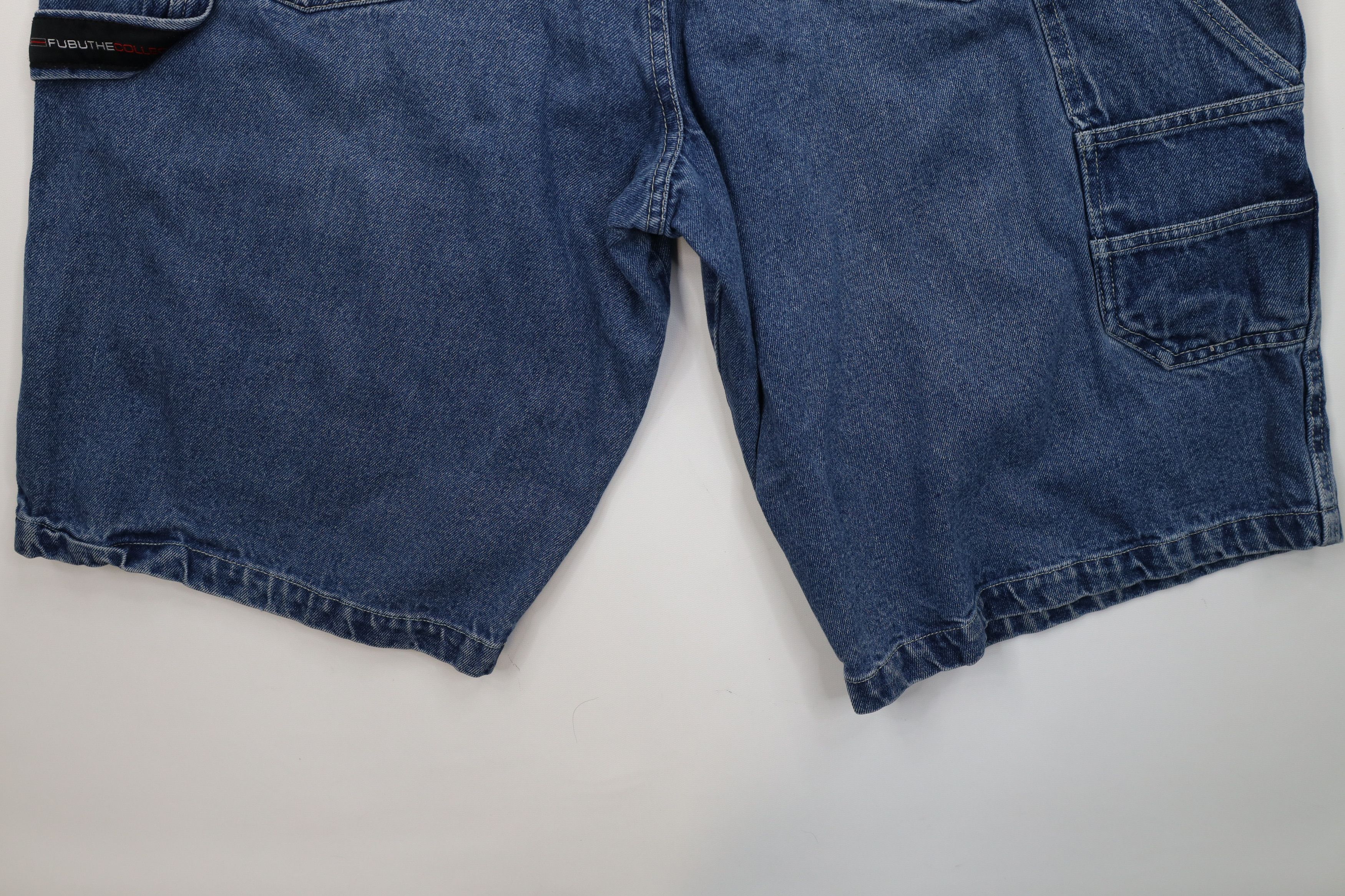 Fubu Vintage 90s Y2K FUBU Relaxed Fit Denim Dungaree Shorts Blue Size US 38 / EU 54 - 13 Thumbnail