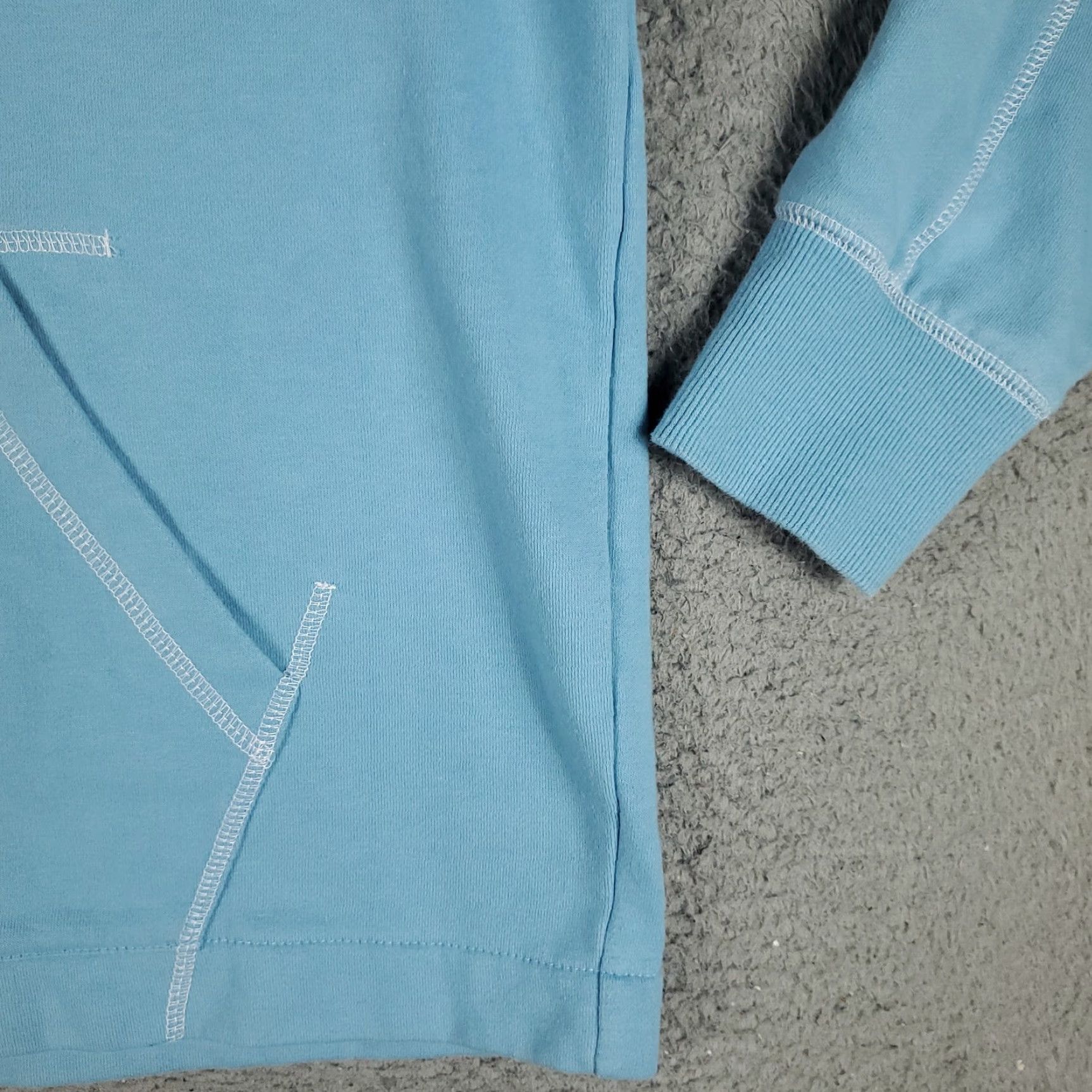 KangaROOS LRG Hoodie Mens Medium Blue Pullover Sweatshirt Kangaroo Pocket Logo Long Sleeve White Stitching Graphic Print Size US M / EU 48-50 / 2 - 5 Thumbnail