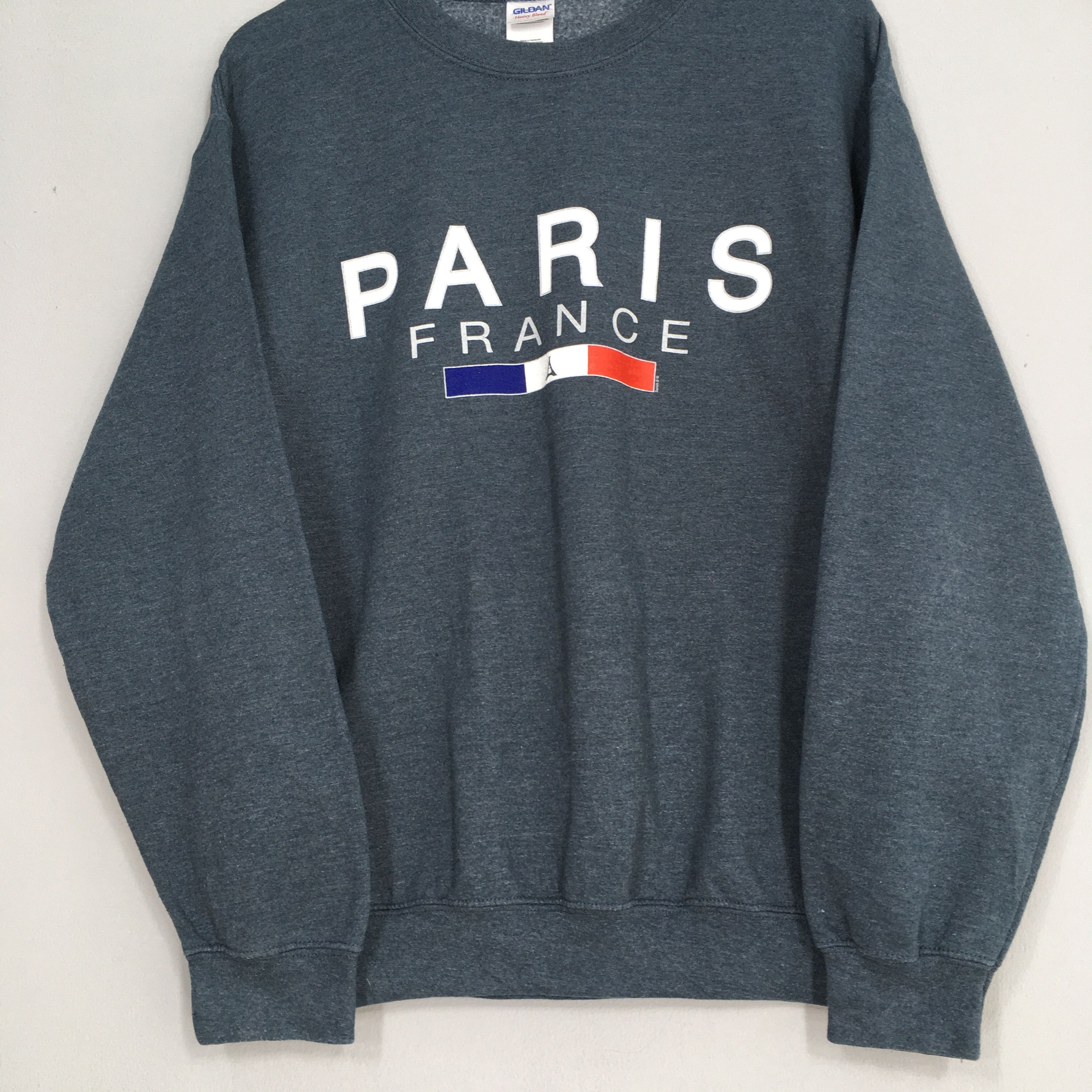 Gildan Vintage Y2K Paris France Gray Sweatshirts Medium Size US M / EU 48-50 / 2 - 3 Thumbnail
