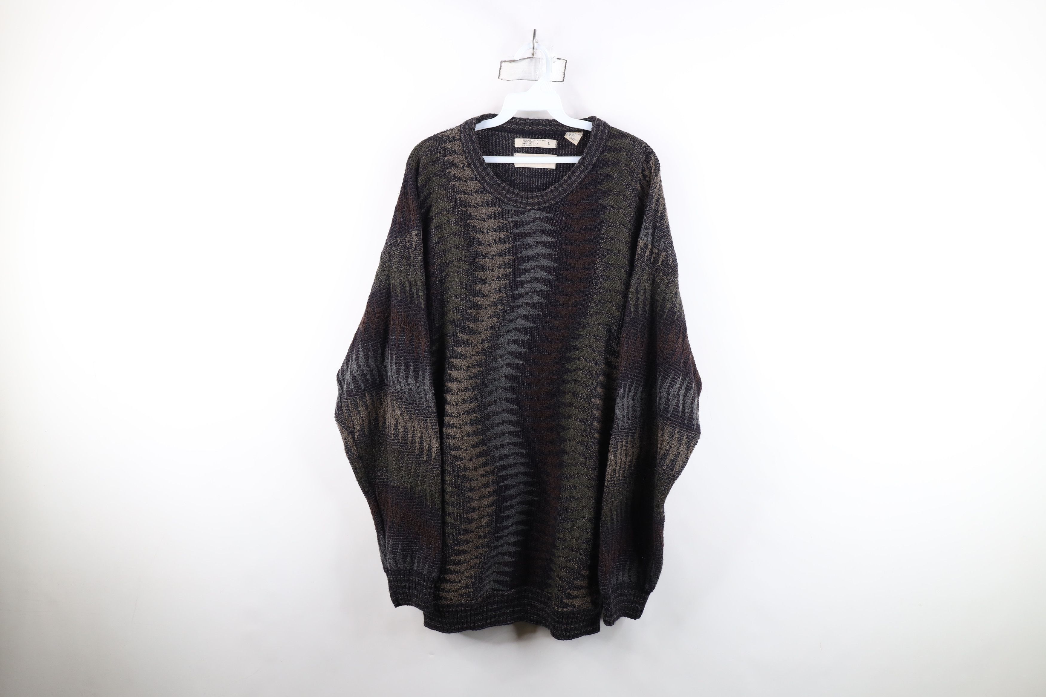 Vintage Vintage 90s Streetwear Tone Wool Blend Knit Crewneck Sweater Size US L / EU 52-54 / 3 - 1 Thumbnail