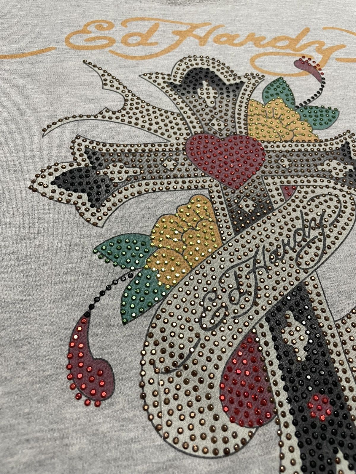 Ed Hardy Vintage Ed Hardy Big Logo Rhinestones T-Shirt Size US L / EU 52-54 / 3 - 6 Thumbnail