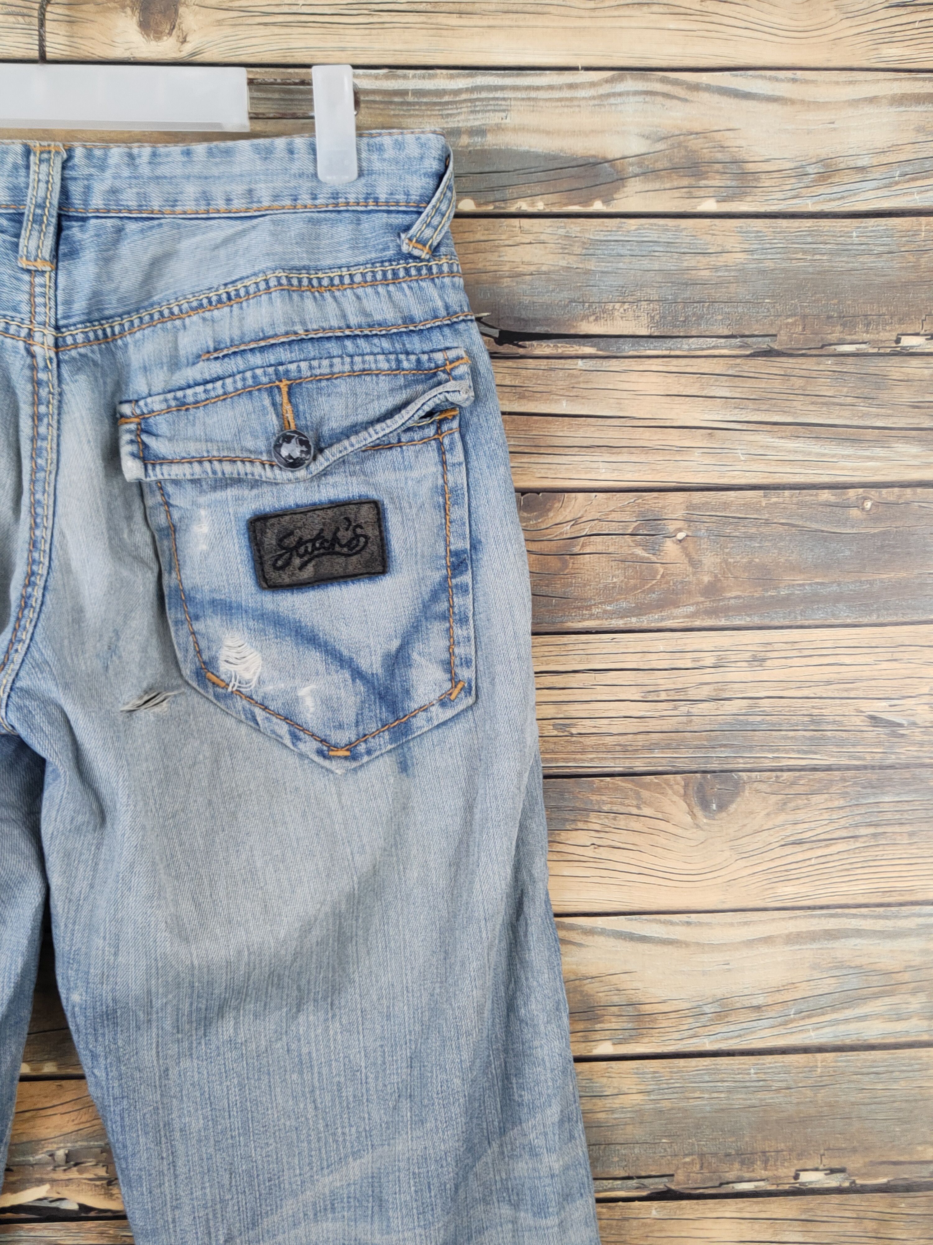 Stitch's Jeans Stitch's Blue selvedge Distressed Ripped Jeans #W1905 Size US 29 - 12 Thumbnail