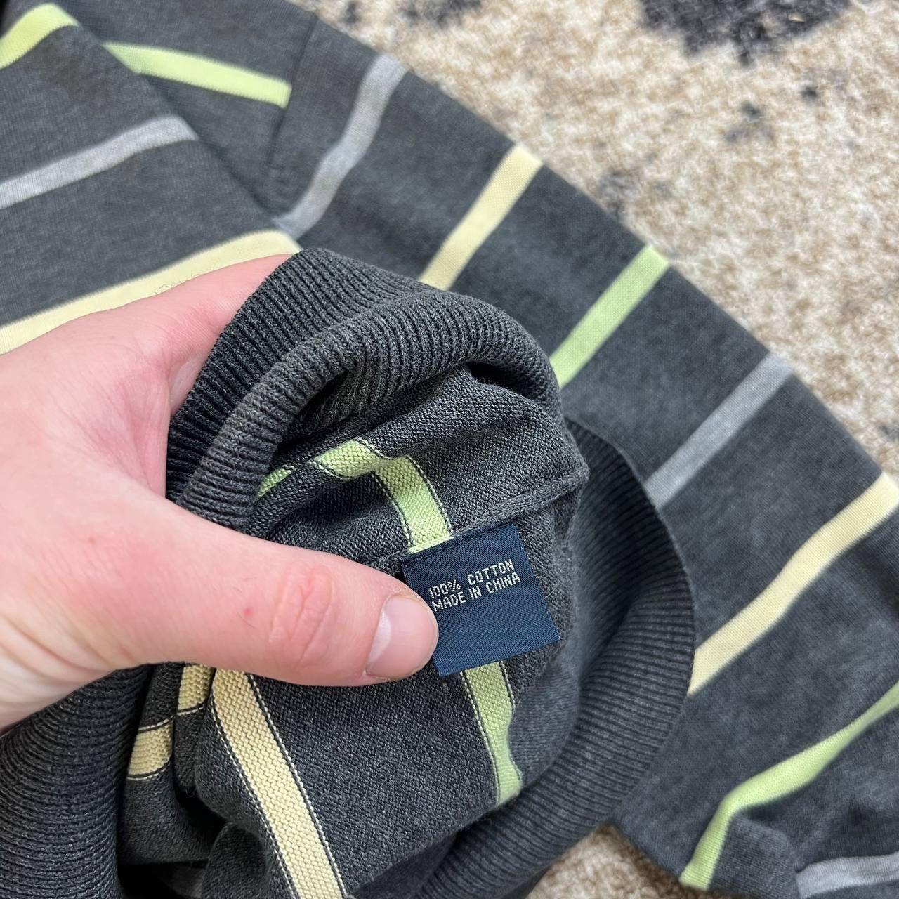 Polo Ralph Lauren Luxury Vintage Striped Quarter Zip Sweater