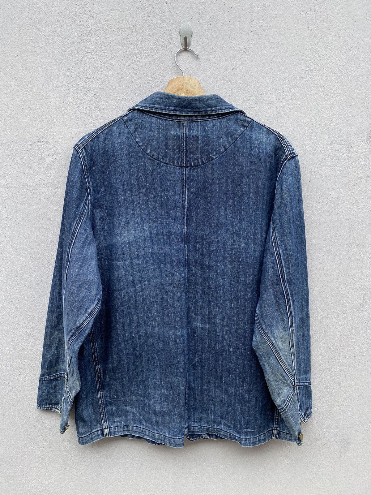 Japanese Brand US NAVAL Herring Bone Twill Faded Indigo Chore USN Jacket Size US M / EU 48-50 / 2 - 13 Thumbnail