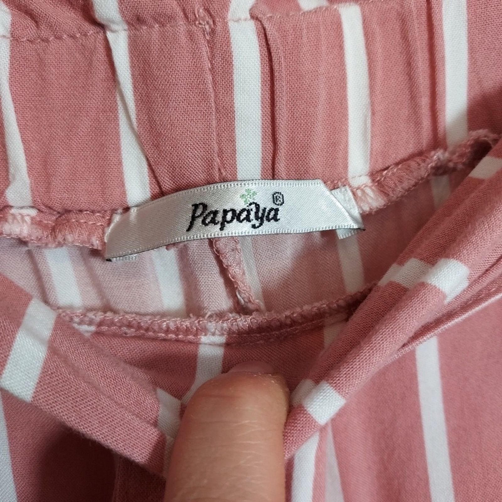 Other Papaya Pink White Stripe Paper Bag Drawstring Wide Pants Size 34" / US 12 / IT 48 - 4 Thumbnail