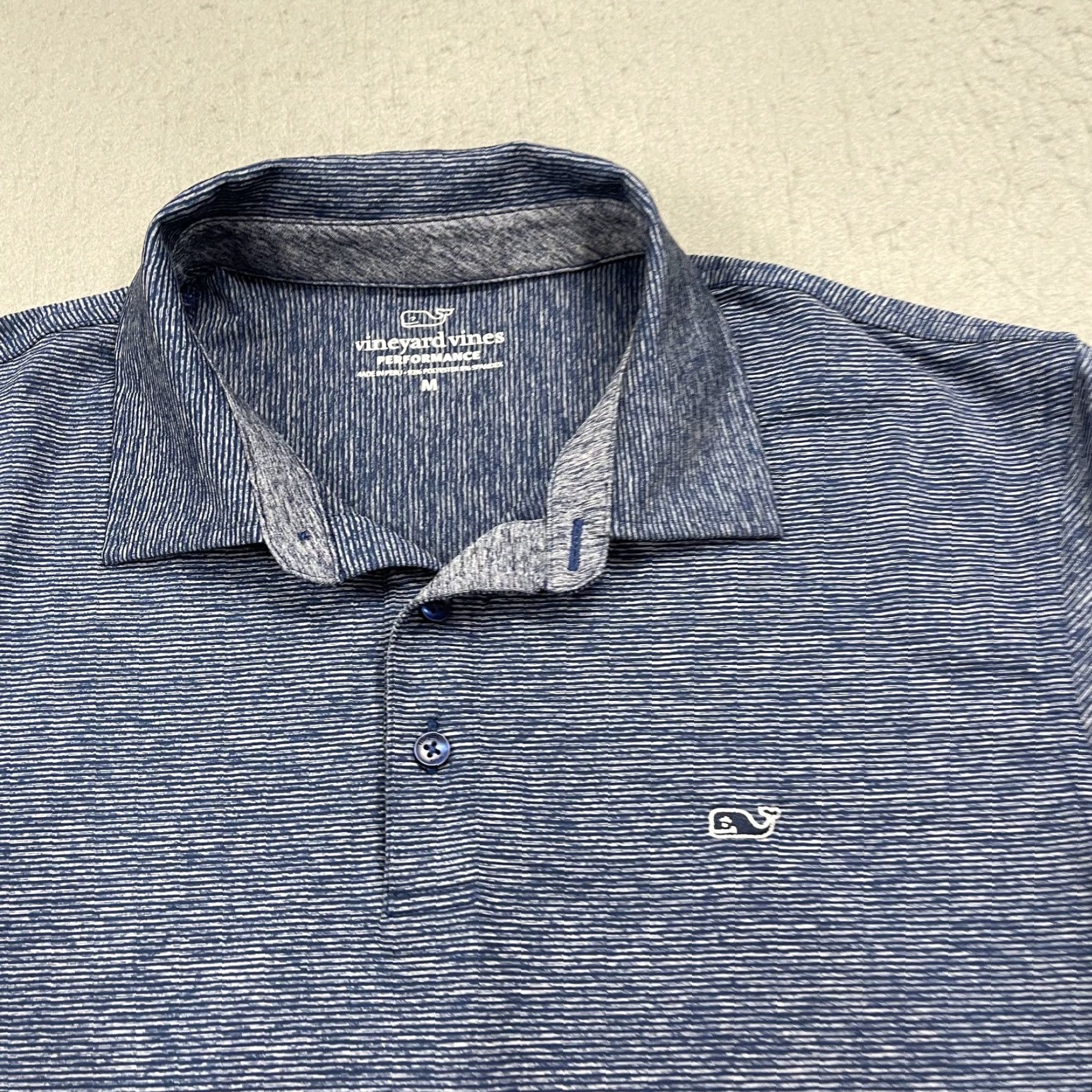 Vineyard Vines Vineyard Vines Polo Shirt Mens M Blue Striped Performance Golf Shirt Size US M / EU 48-50 / 2 - 2 Thumbnail