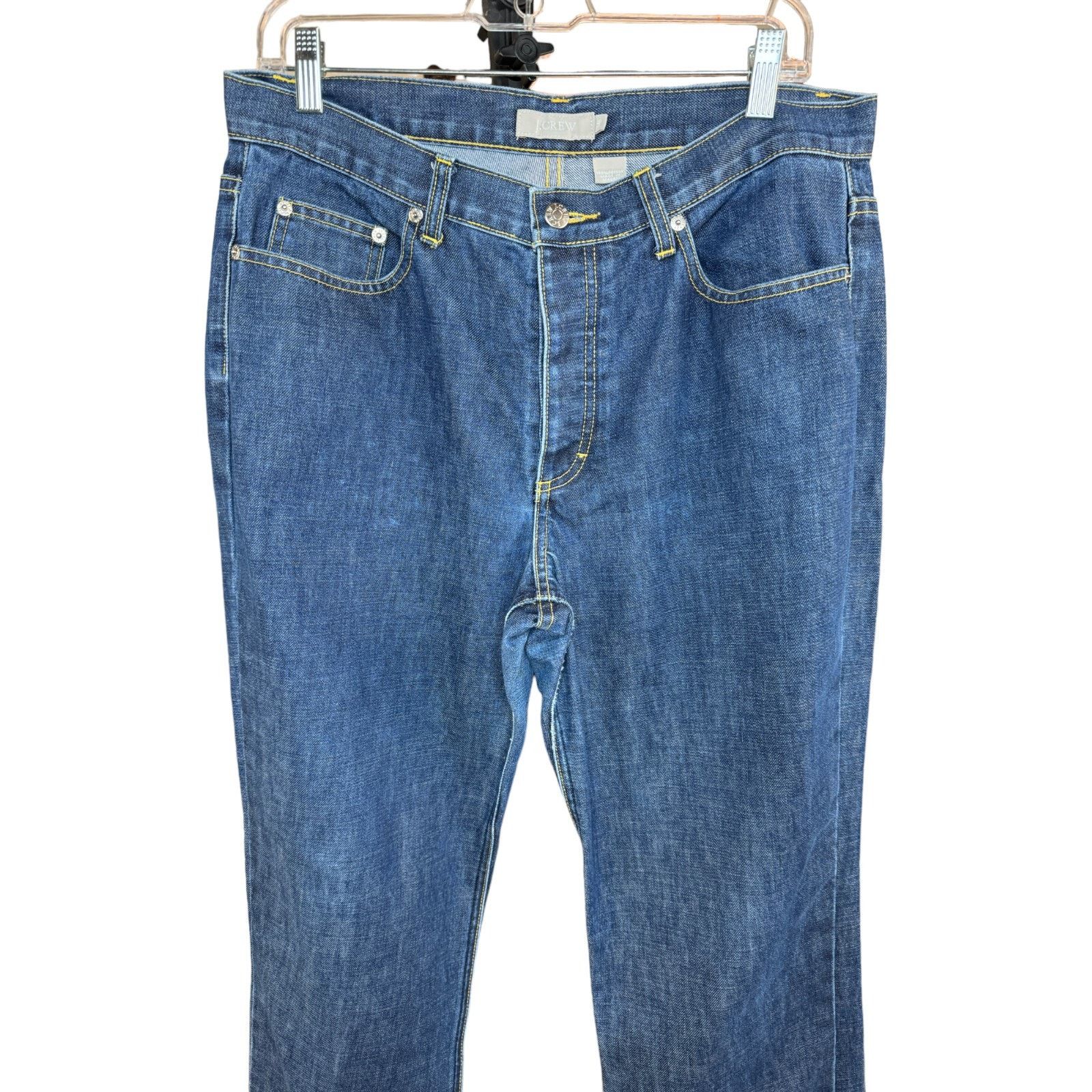 J.Crew J. Crew Dark Wash Button-Fly Boot Cut Jeans 14L 5-Pocket Size 36" / US 14 / IT 50 - 10 Thumbnail