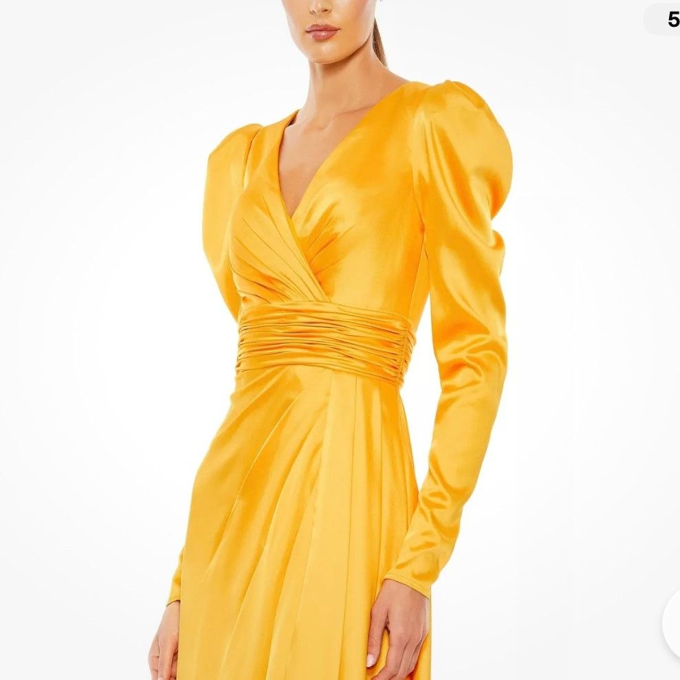 MACH & MACH Mac Duggal Satin A-line gown maxi dress marigold size 6 UB Size M / US 6-8 / IT 42-44 - 3 Thumbnail