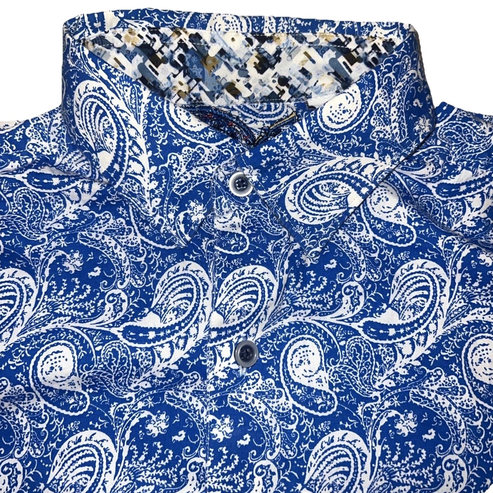 Robert Graham Robert Graham Dress Shirt Men’s Small Blue Paisley Pattern Classic New Size 36R - 2 Thumbnail