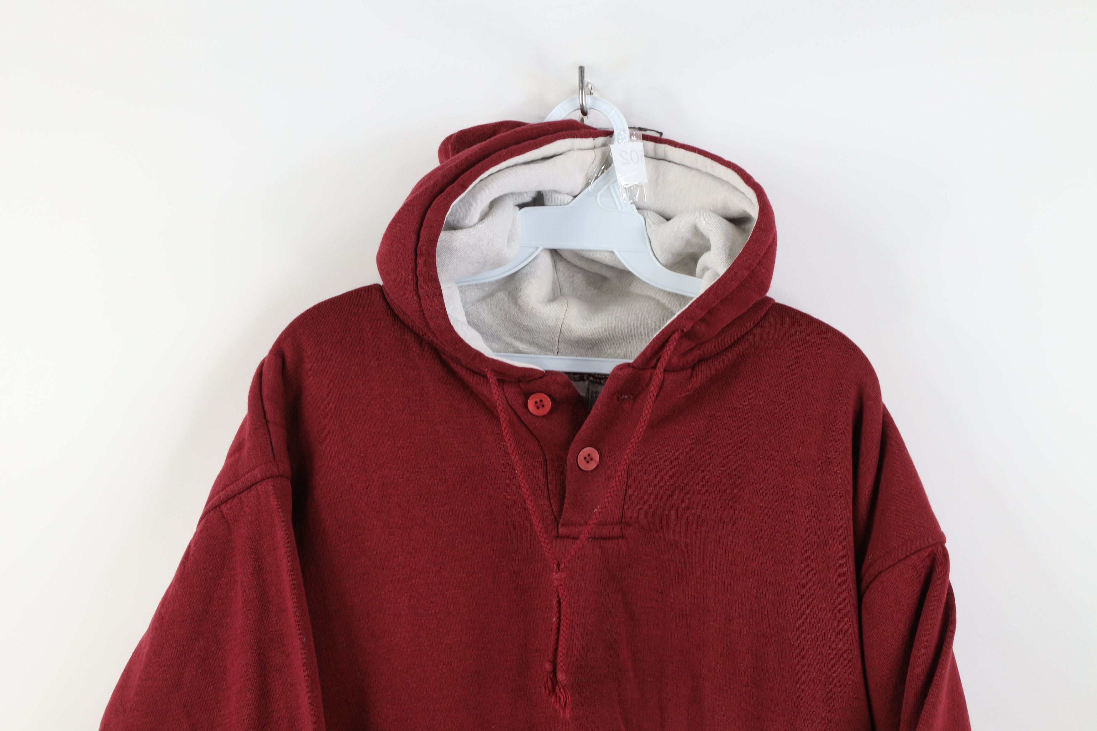 Vintage Vintage 90s Streetwear Thermal Waffle Knit Lined Hoodie Red Size US L / EU 52-54 / 3 - 2 Thumbnail