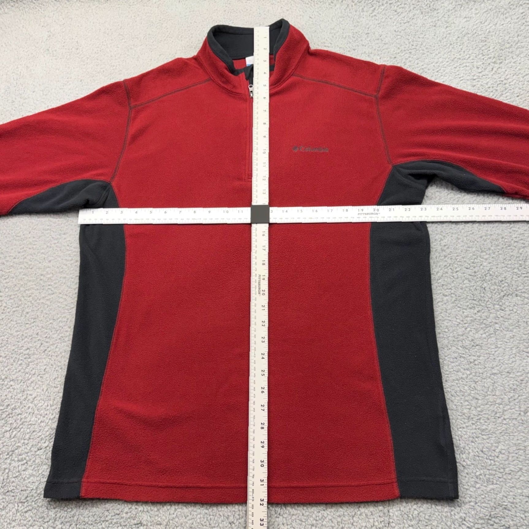 Vintage Columbia Mens Large Red/Blk Fleece Quarter Zip Pullover 1352471 Sweater Mock Neck Long Zip Cuff Logo Size US L / EU 52-54 / 3 - 6 Thumbnail