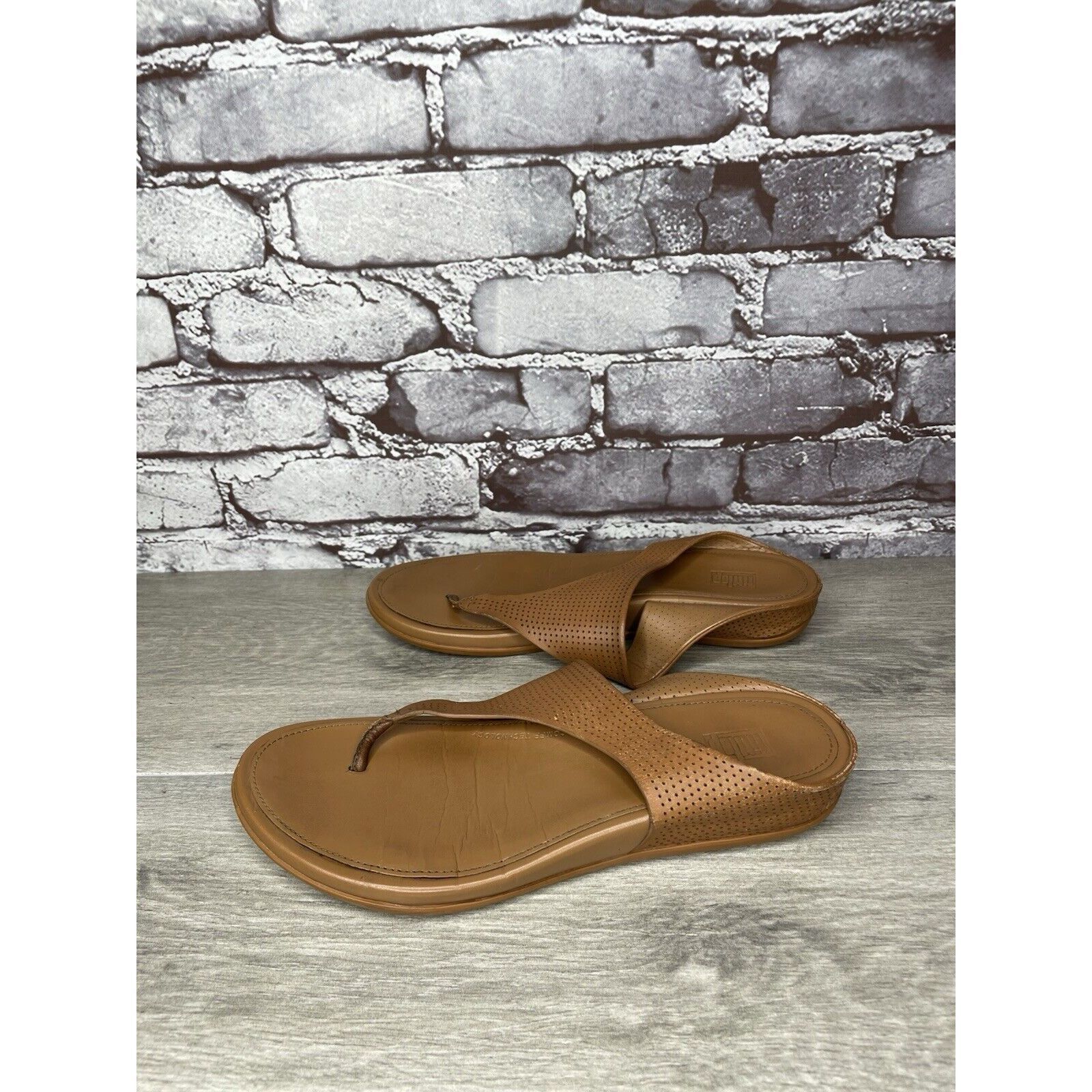 Other FITFLOP V35-592 Brown Leather Flip Flops Wedge Sandals Wome Size US 8 / IT 38 - 9 Thumbnail