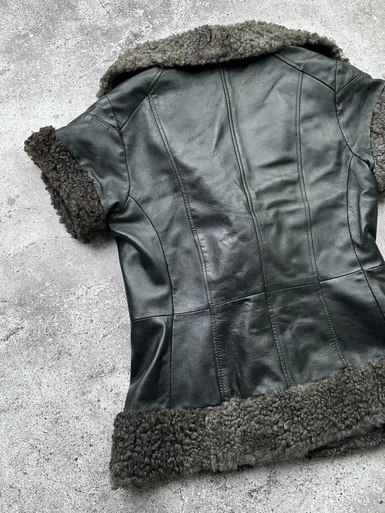 Genuine Leather Vintage Real Sheepskin/Leather Vest C95(V73) Size M / US 6-8 / IT 42-44 - 6 Thumbnail