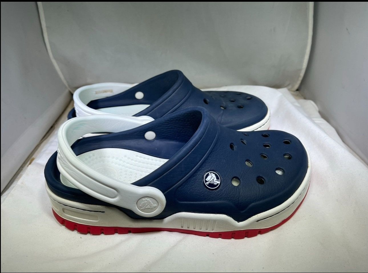 Crocs PreOwned Crocs Blue/White Slip On Sandal Women's 6 Size US 6 / IT 36 - 3 Thumbnail