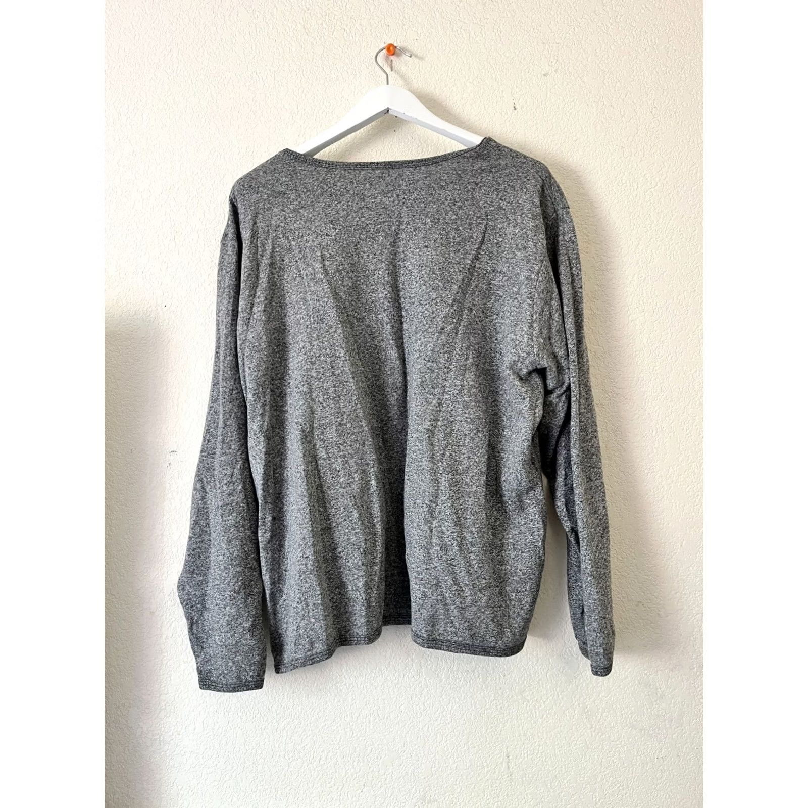 Marcs Hot Cotton by Marc Ware Womens Long Sleeve V-Neck Top XL Knit Heather Gray Shirt Womens XL Gray Heather Knit T-Shirt Casual Size XL / US 12-14 / IT 48-50 - 2 Thumbnail