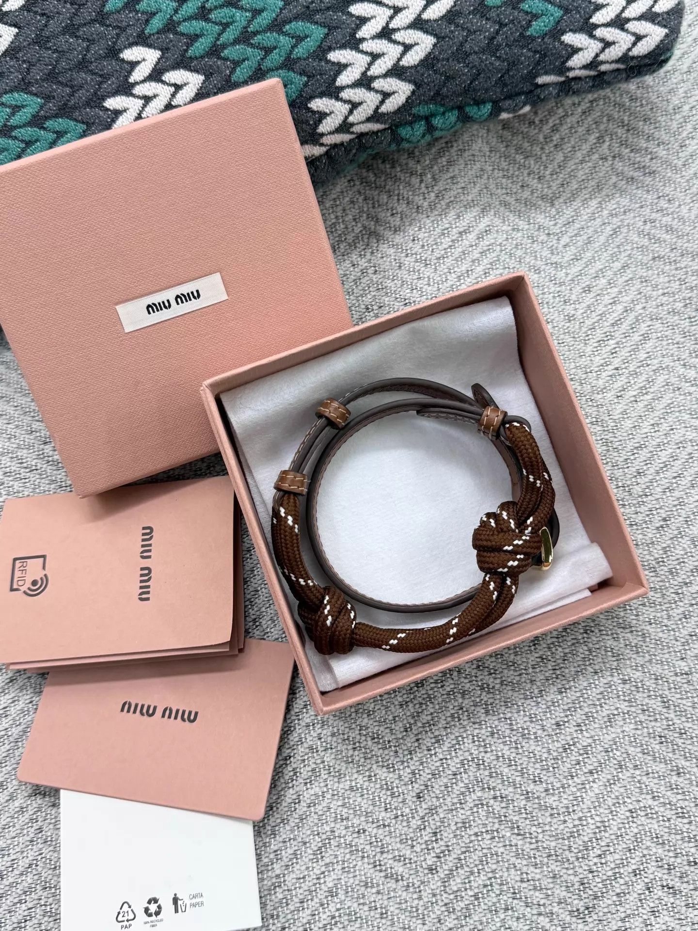 Miu Miu MIU MIU Unused Brown Leather Versatile Bracelet/Bag Chain Size ONE SIZE - 1 Thumbnail