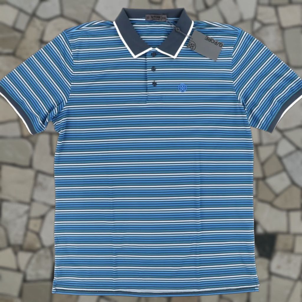 G/FORE G/Fore Cinque Terre Rib Stretch Polyester Striped Polo Shirt Racer Men's 2XL Size US XXL / EU 58 / 5 - 1 Thumbnail