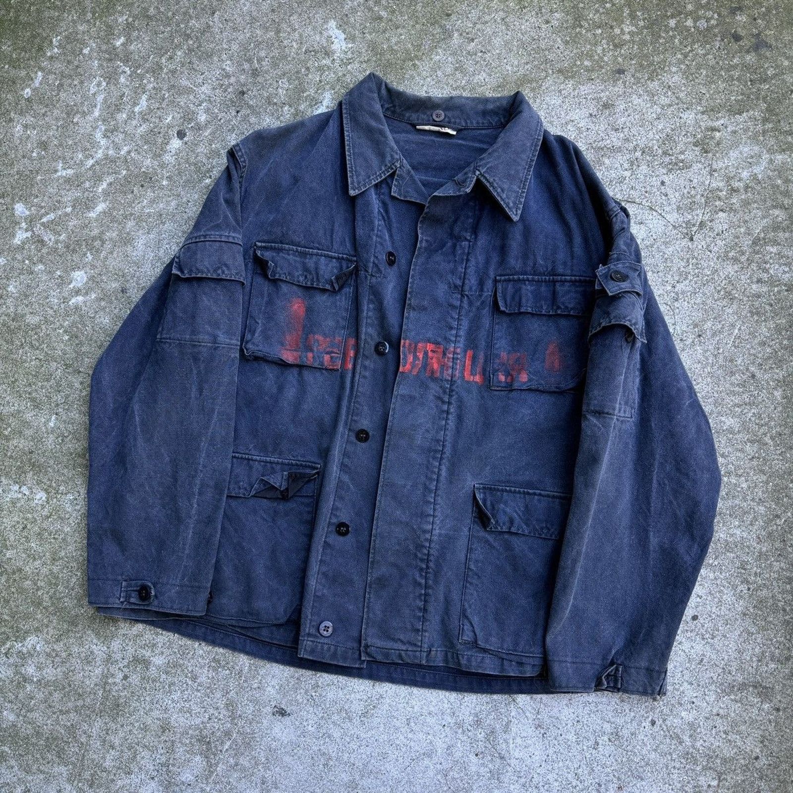 Vintage Faded Stencil Cargo Work Jacket ERD Grunge Chrome Balenci Size US L / EU 52-54 / 3 - 3 Thumbnail