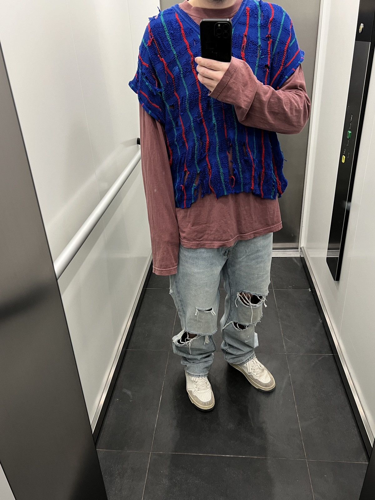 Burberry burberry y2k hand deconstructed trashed sweater vintage 1/1 Size US L / EU 52-54 / 3 - 18 Thumbnail