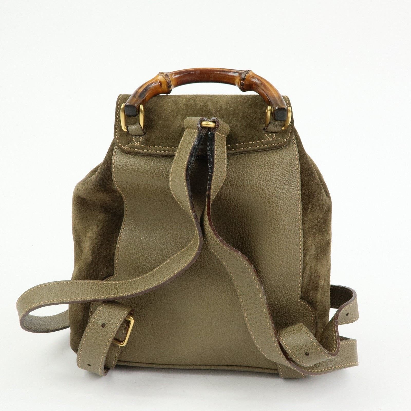 Gucci Gucci Bamboo Suede Backpack Green Size ONE SIZE - 2 Thumbnail