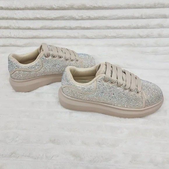 Other Cush Baby Nude Beige Rhinestone Sneakers Tennis Shoes (US Sh Size US 6 / IT 36 - 6 Thumbnail
