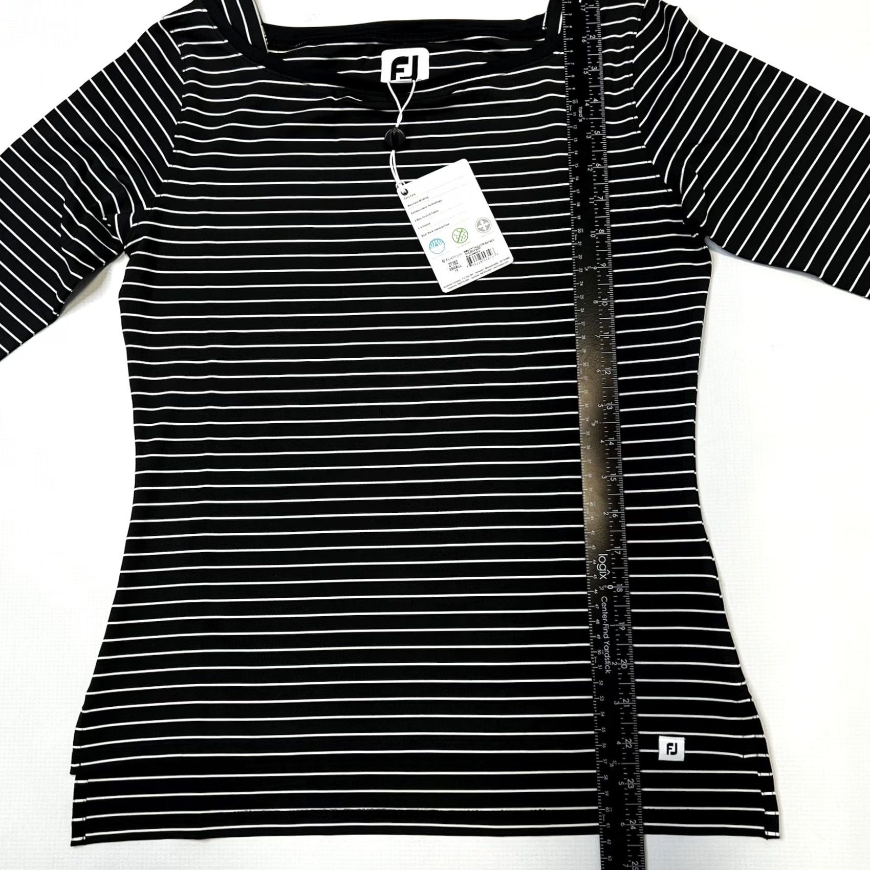 Footjoy FootJoy Polo Shirt Womens Boatneck 3/4 Sleeve XS Black Striped Modern Casual, Workwear Mens Womens Girls? Size XS / US 0-2 / IT 36-38 - 5 Thumbnail