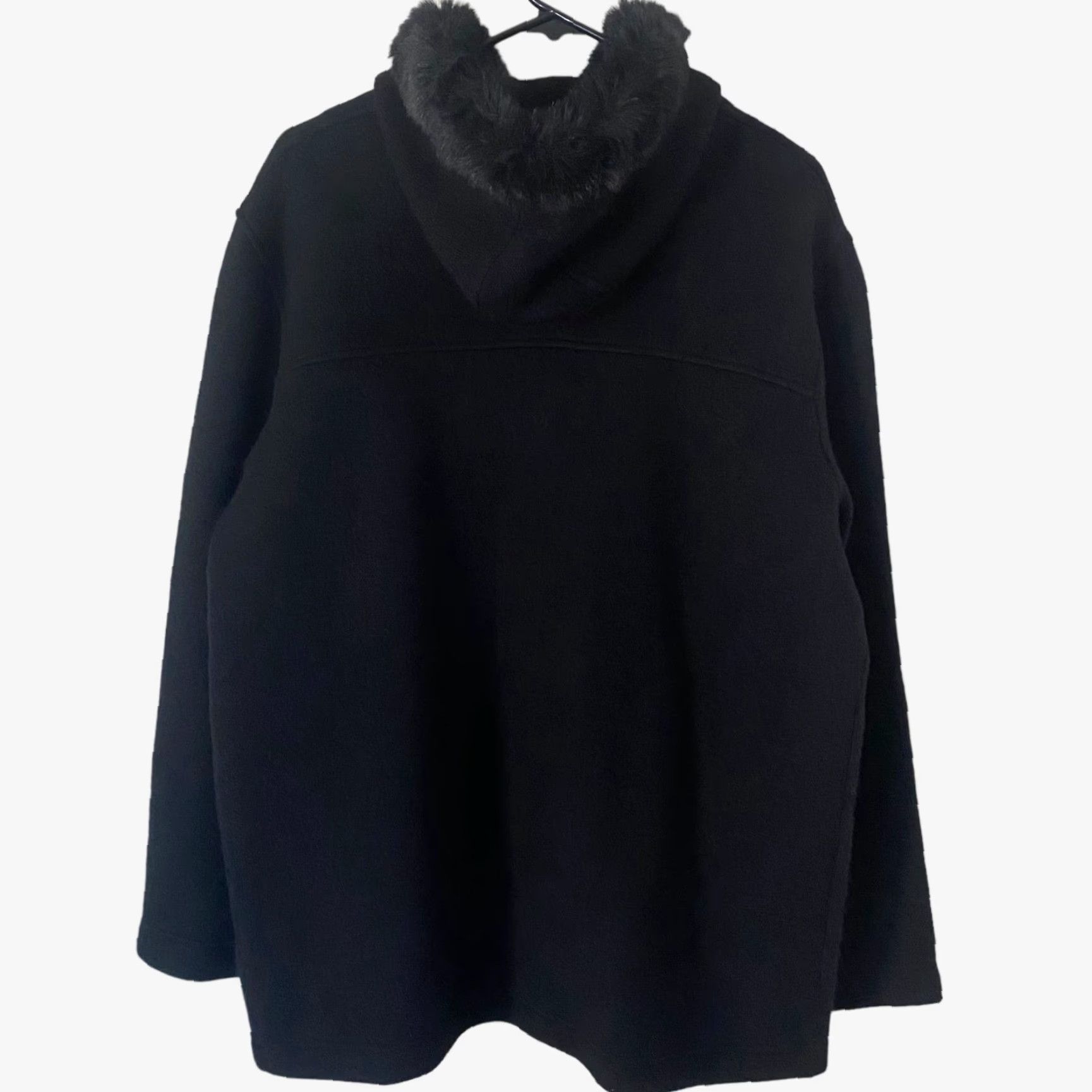 Jones New York VINTAGE Jones New York Wool Jacket Black Faux Fur Hooded Full-Zip Women's Large Size L / US 10 / IT 46 - 3 Thumbnail
