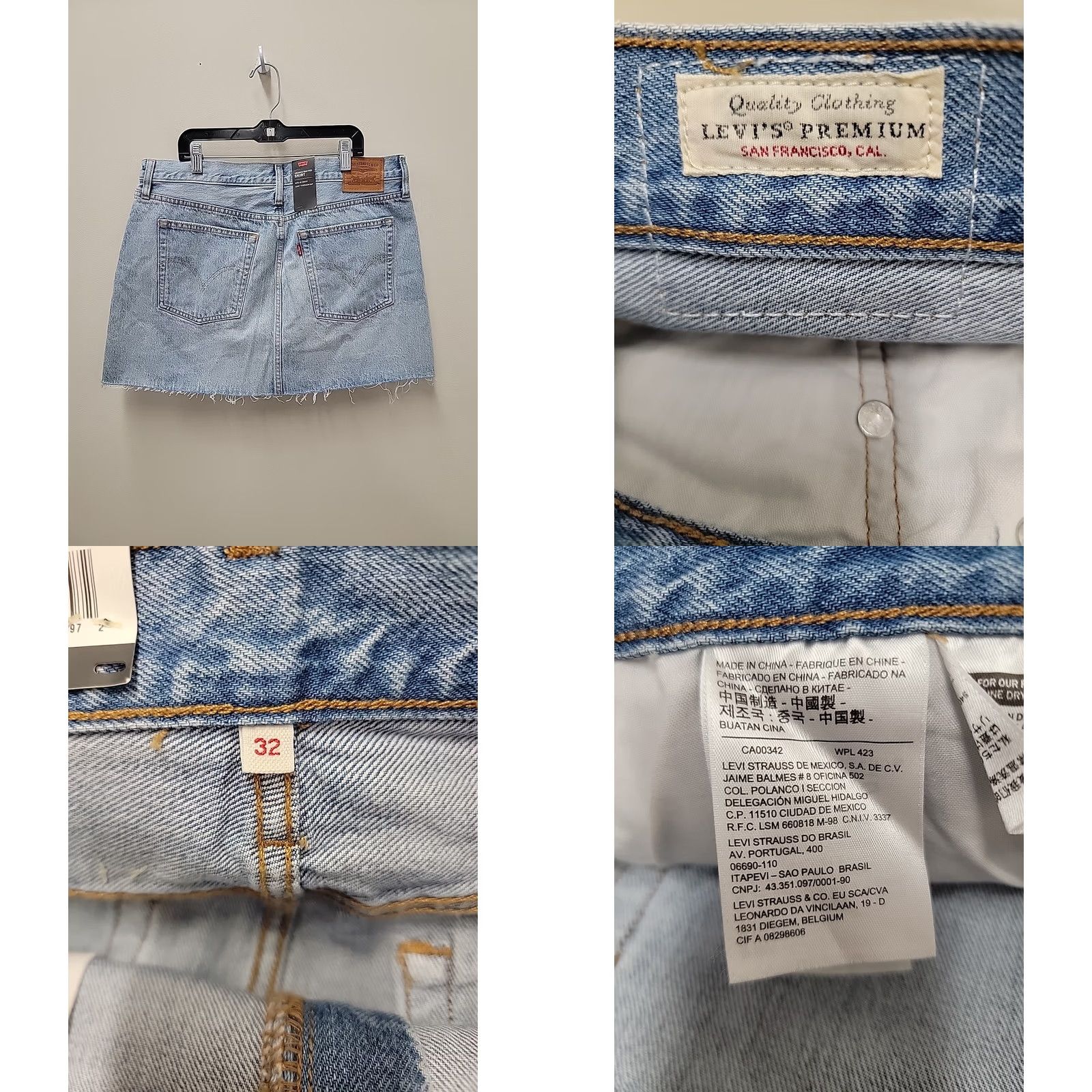 Levi's NWT Levi's Denim Skirt Full Zipper Front Size 32 Mini Short Pockets Women Skirt Spring Summer Fall Vintage No Mens Girls Mens Size 24" / US 00 / IT 34 - 8 Thumbnail