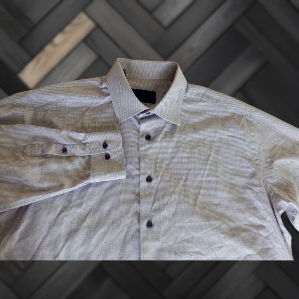 David Donahue David Donahue Dress Shirt Men Size 17-34/35 Long Sleeve Purple Cotton Cotton 17-34/35 Shirt Mens Size 46R - 1 Thumbnail