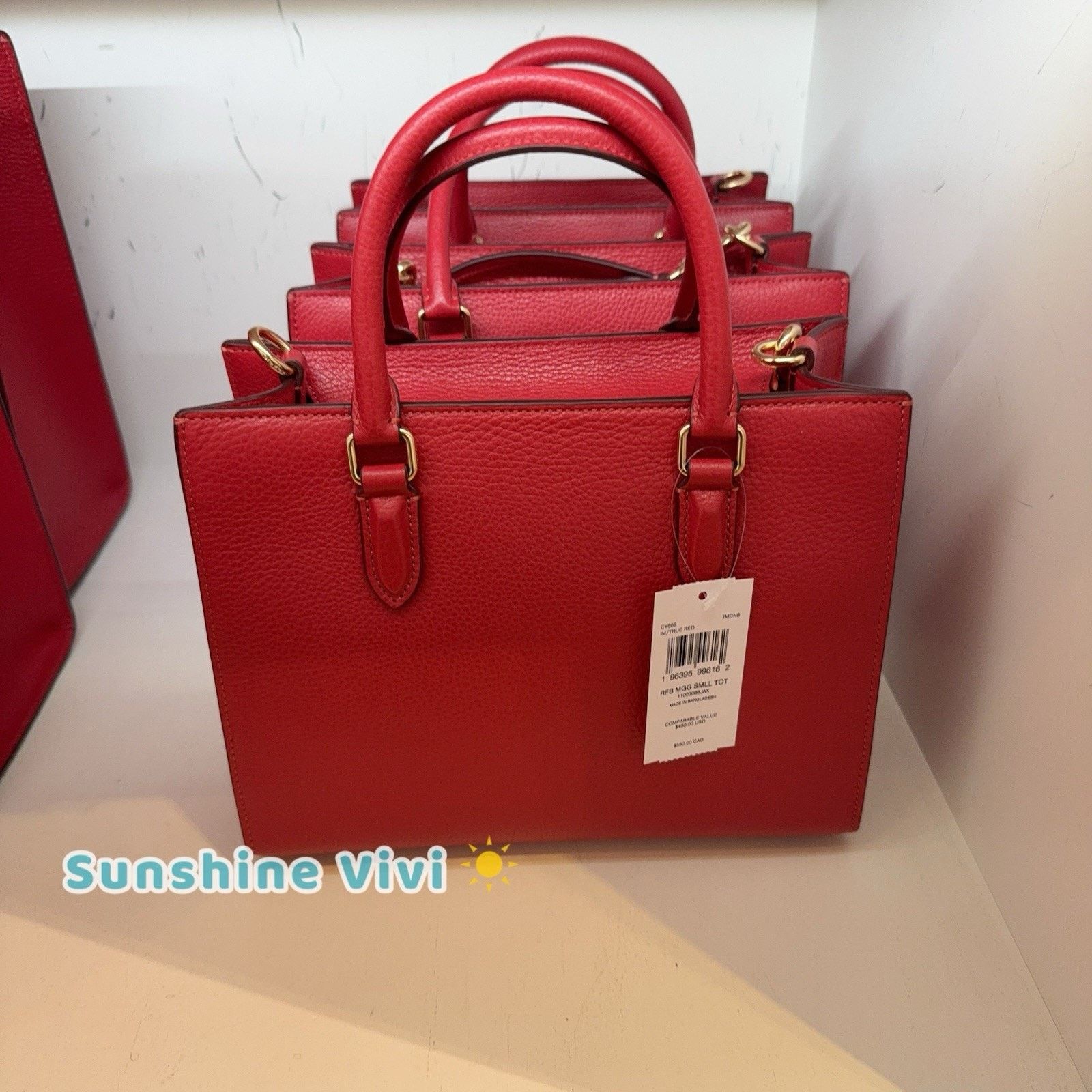 Coach NWT Coach Maggie Small Tote Bag CY668 Gold/True Red Size ONE SIZE - 5 Thumbnail