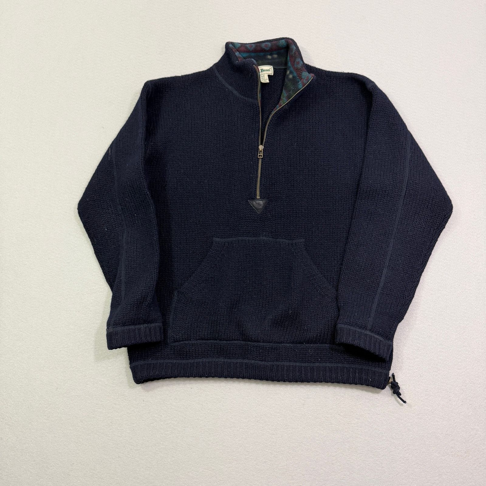 L.L. Bean Vintage LL Bean 100% Wool 1/4 Zip Sweater Men's Medium Blue Size US M / EU 48-50 / 2 - 1 Thumbnail