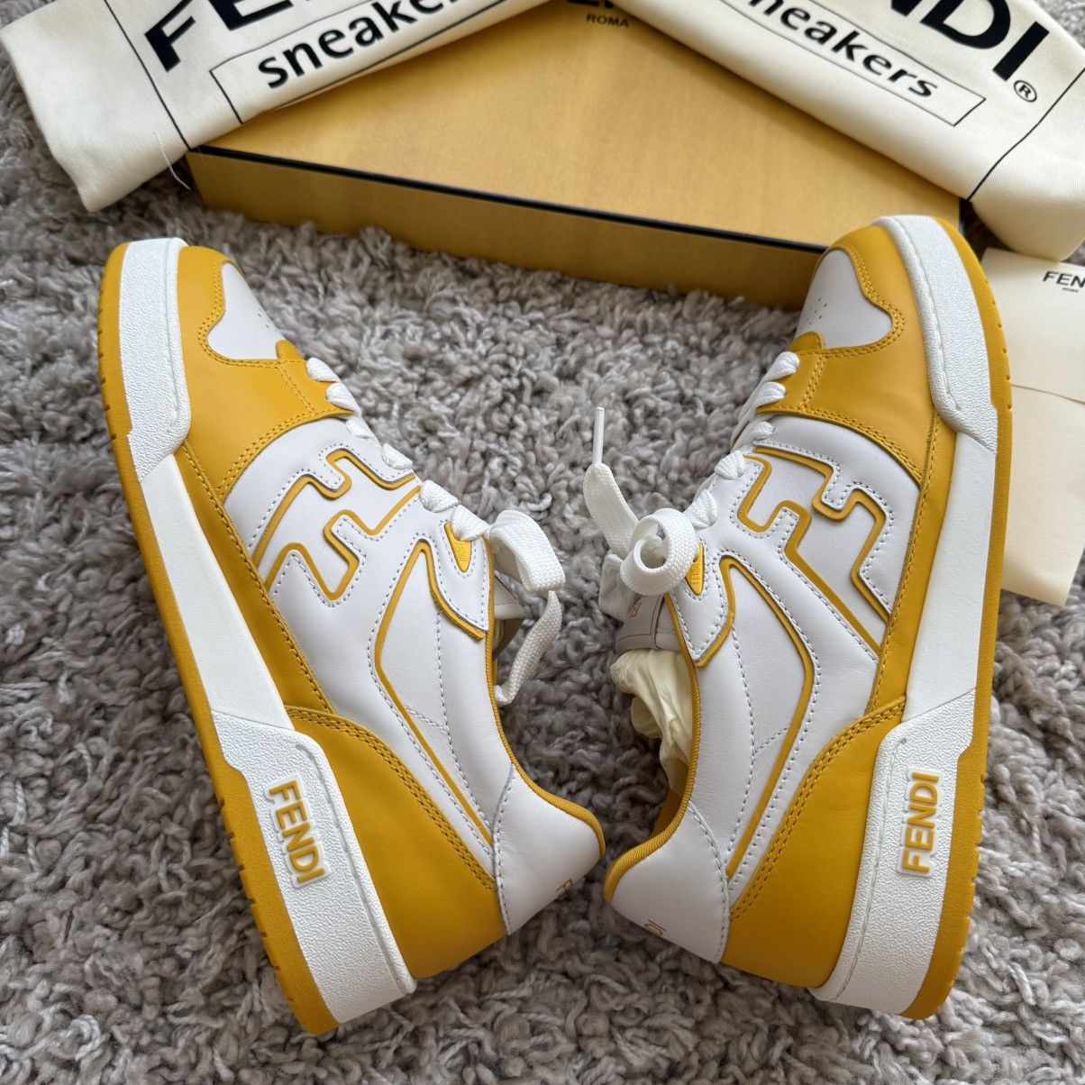 Fendi Fendi Roma sneakers size 42 US9 leather yellow mustard Size US 9 / EU 42 - 9 Thumbnail