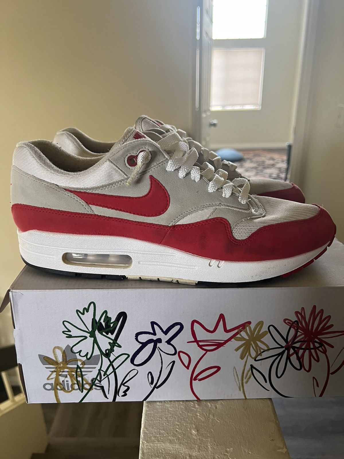 Nike Air max 1 Red/White size 11 Size US 11 / EU 44 - 1 Thumbnail