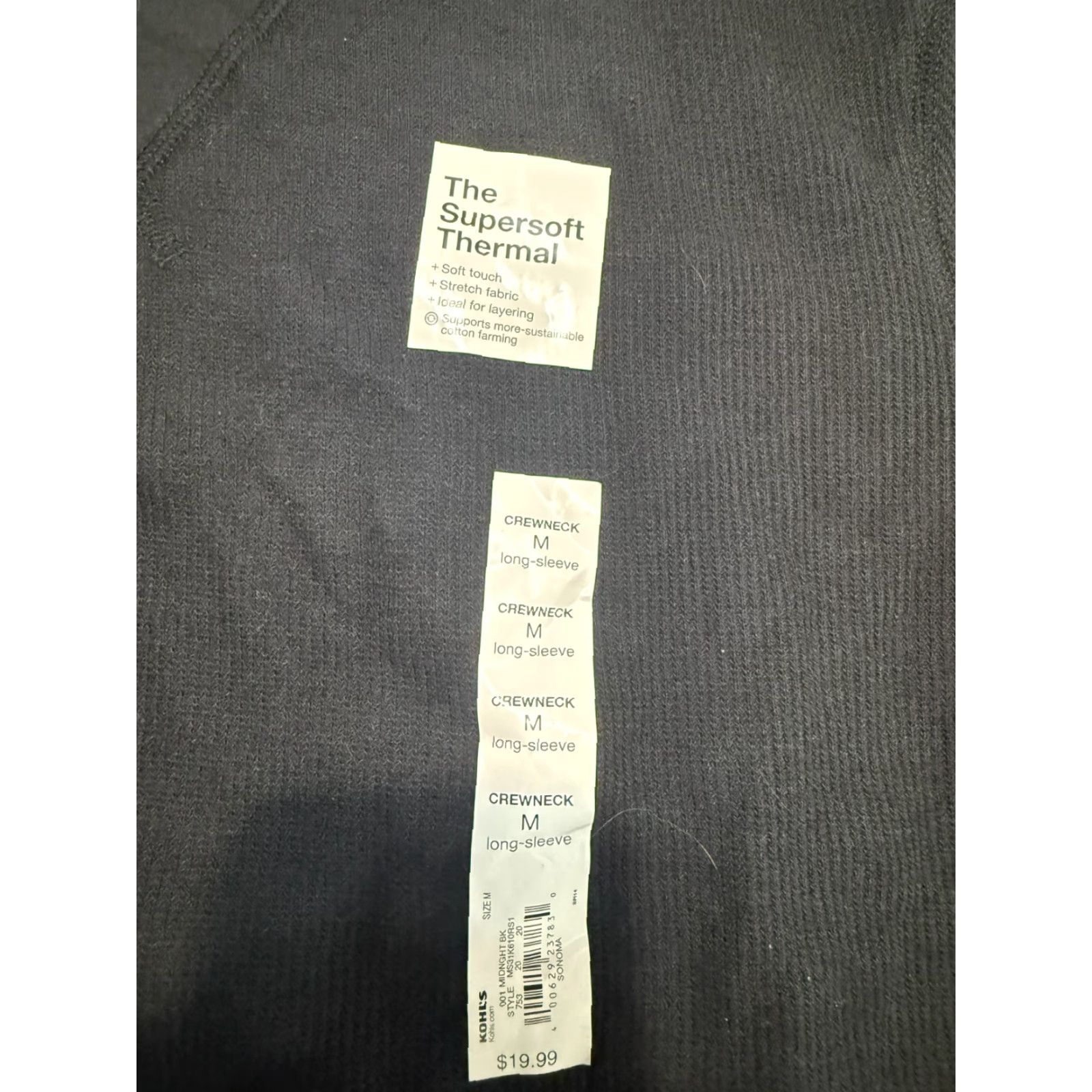 Vintage Sonoma Shirts Mens Size Medium Black Long Sleeve Crew Neck The Supersoft Thermal Shirt Size US M / EU 48-50 / 2 - 5 Thumbnail