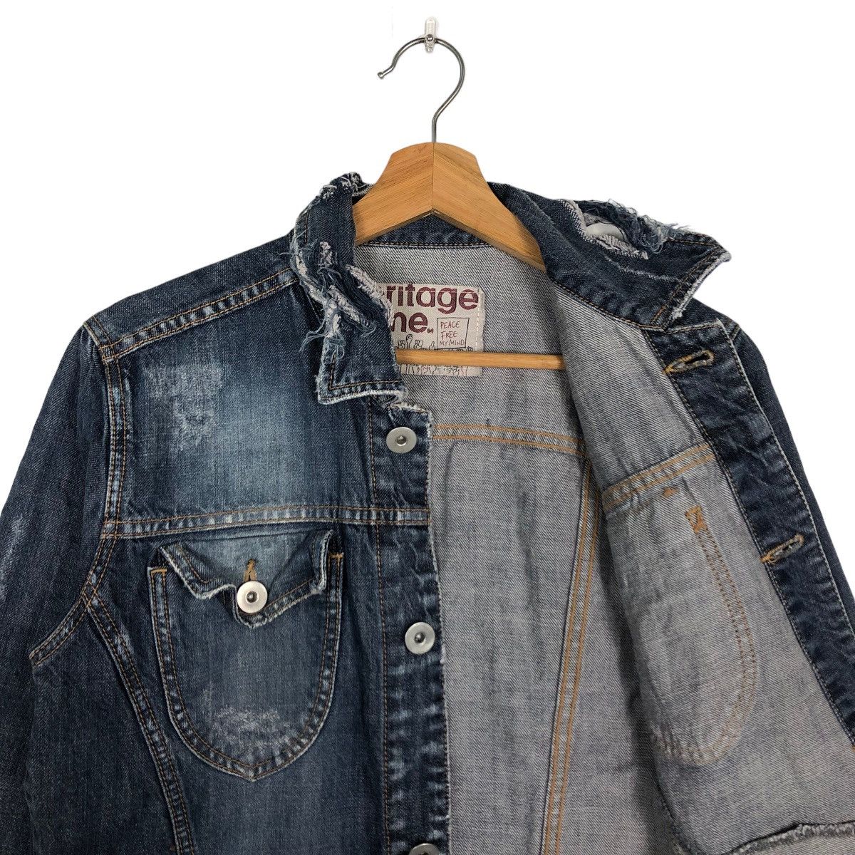 Japanese Brand 🔥Rare Distressed Denim Jacket Punk Design Herritage Stone Size US M / EU 48-50 / 2 - 10 Thumbnail