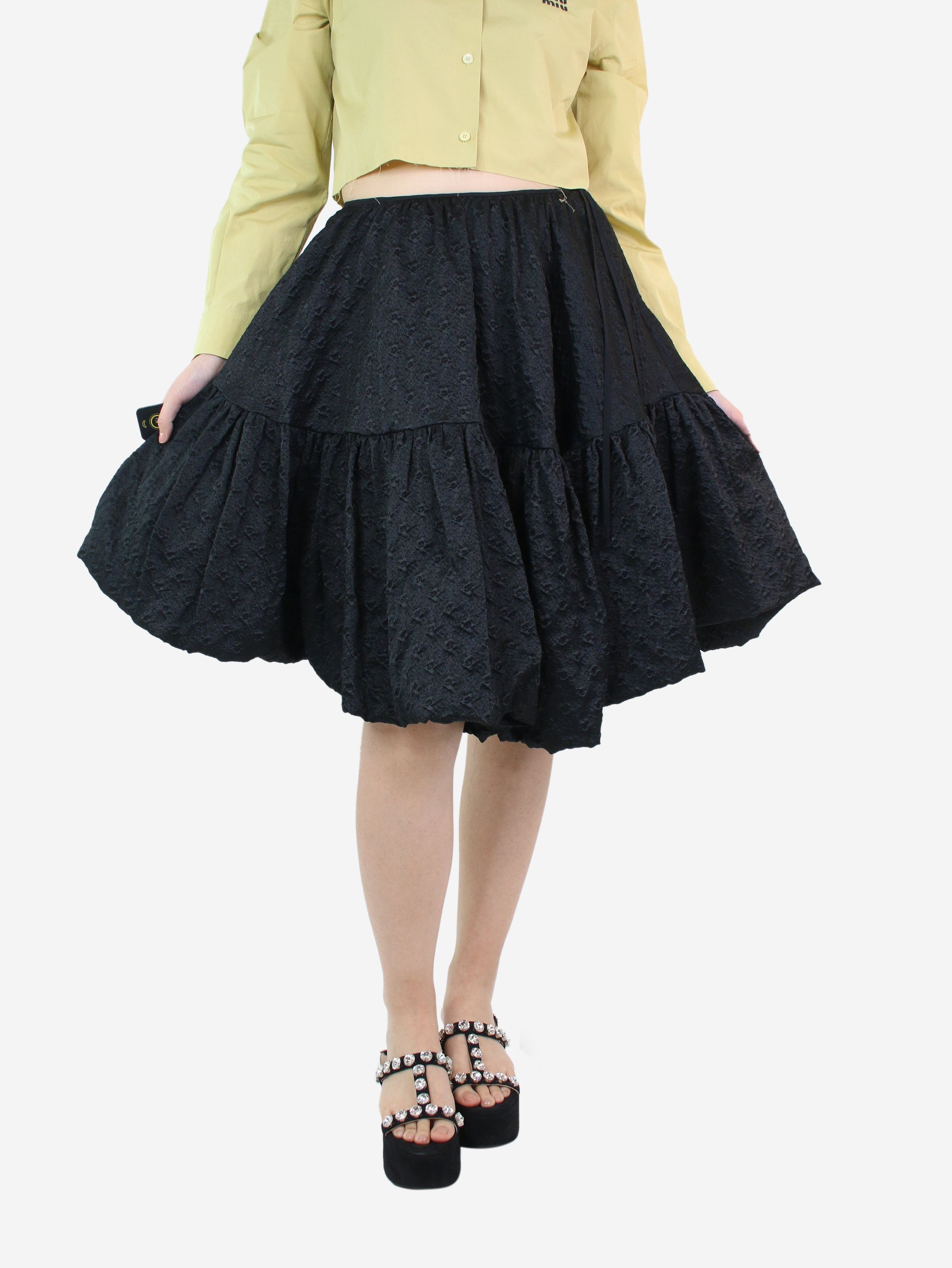 image of Cecilie Bahnsen Black Textured Puffy Skirt - Size Uk 6, Women's