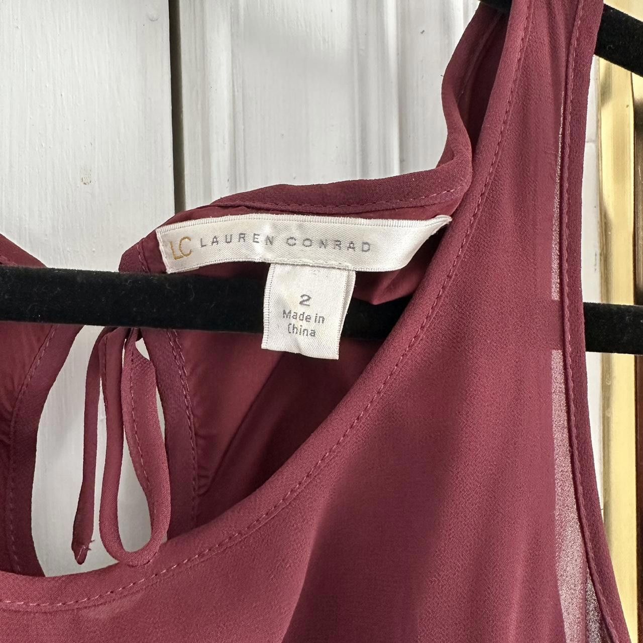 Designer Lauren Conrad Women's Burgundy and Red Dress Size XS / US 0-2 / IT 36-38 - 4 Thumbnail