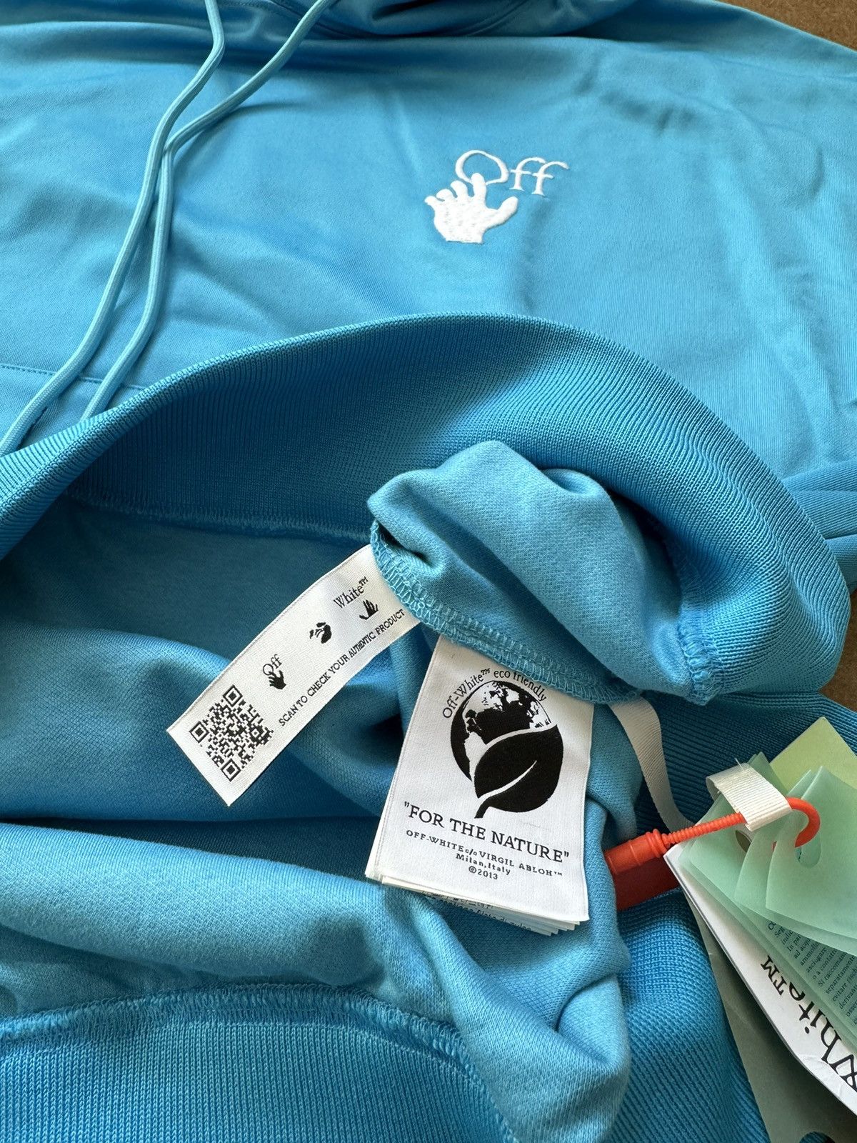 Off-White Off-White Hand Logo Hoodie Blue Large Size US L / EU 52-54 / 3 - 8 Thumbnail