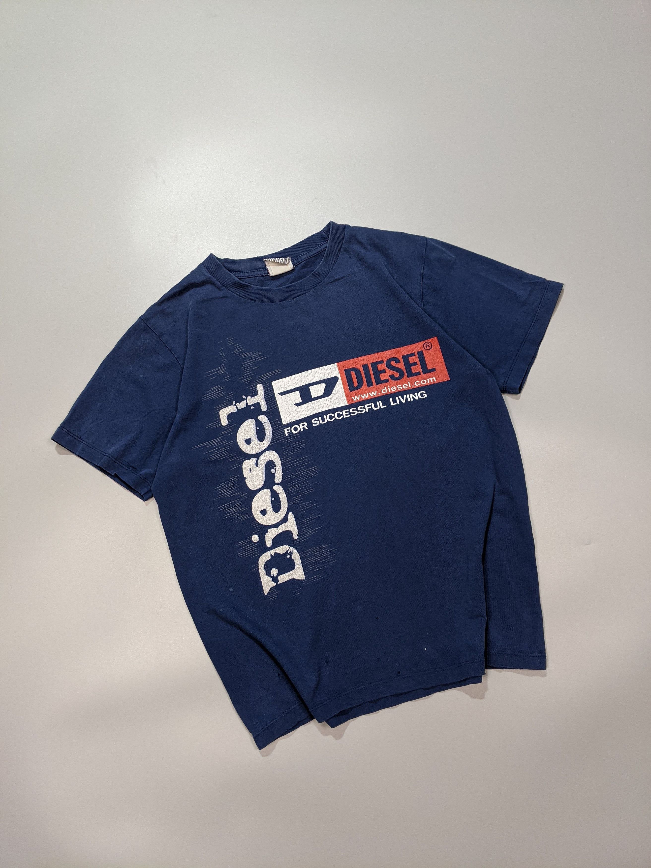 Diesel × Vintage DIESEL Vintage Shabby Women's Blue T-Shirt With Large Logo Size S / US 4 / IT 40 - 2 Thumbnail