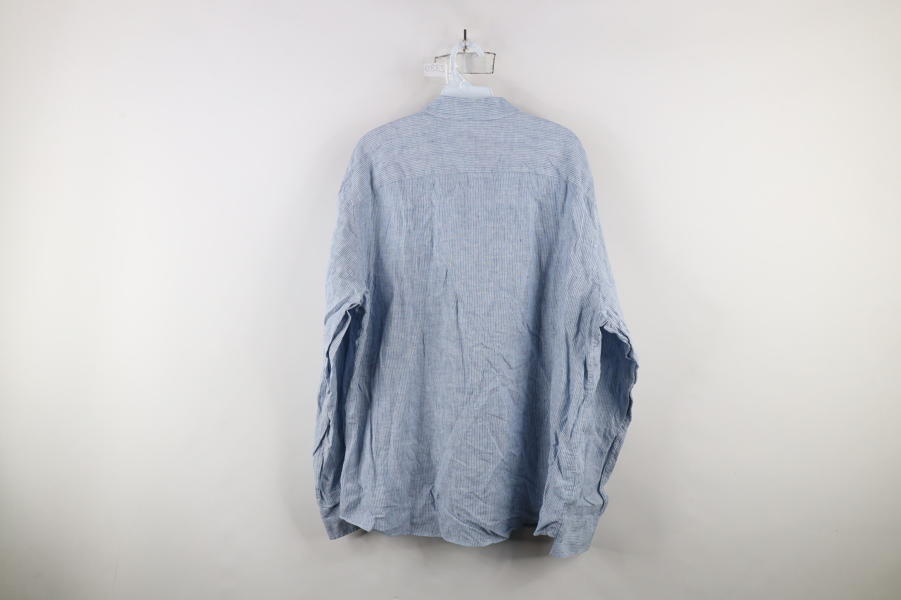 UNTUCKit × Vintage Untuckit Resistant Linen Striped Button Down Shirt Blue Size US XXL / EU 58 / 5 - 8 Thumbnail