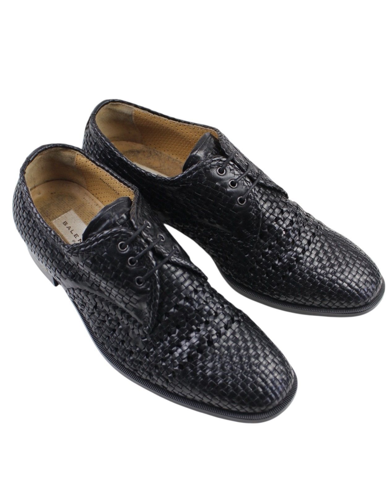 1990S BALENCIAGA PARIS WOVEN LEATHER DERBY