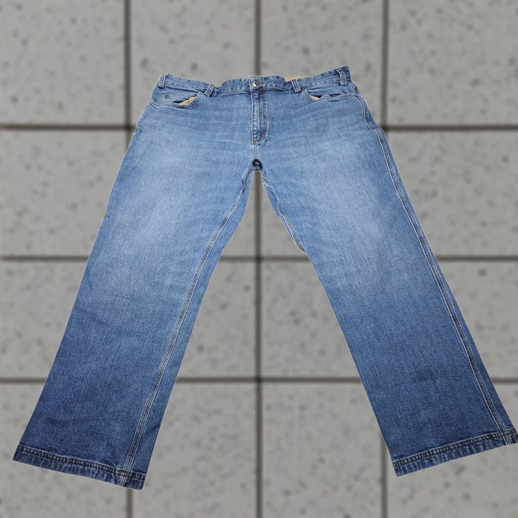 Vintage Duluth Jeans Mens 44x30 Flex Ballroom Relaxed Straight Stone Wash Blue Denim Cotton Elastodiene 5-Pocket City Rock USA Mens Size US 44 / EU 60 - 1 Thumbnail