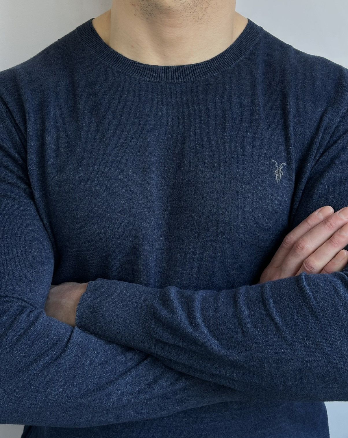 Allsaints ALLSAINTS Fritz Crew Neck Jumper Navy Blue Cotton Size XL Size US XL / EU 56 / 4 - 3 Thumbnail