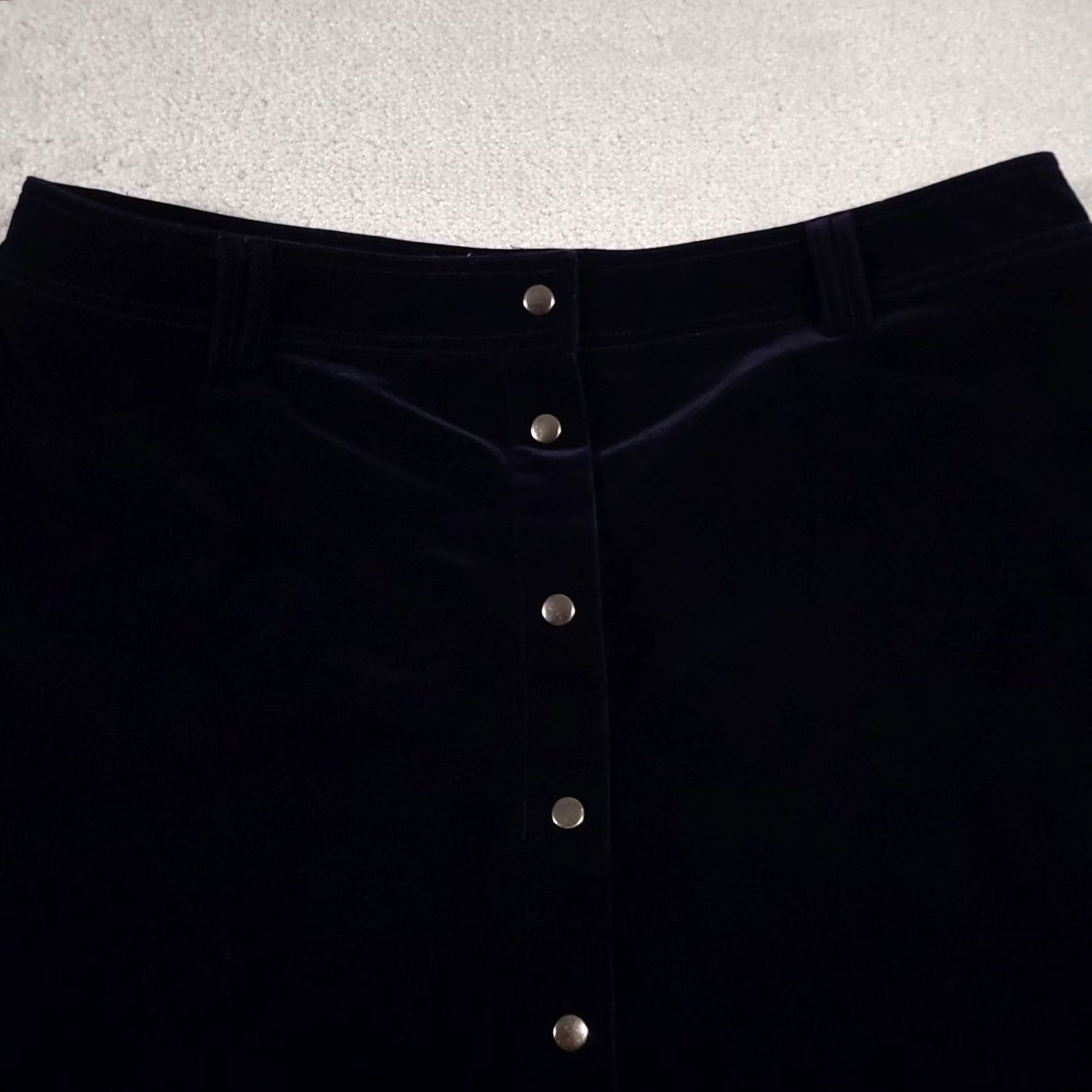 Vintage CJ Banks A-Line Skirt Women's 1X Blue Velour Midi Snap Close Business Size 40" / US 18 - 3 Thumbnail