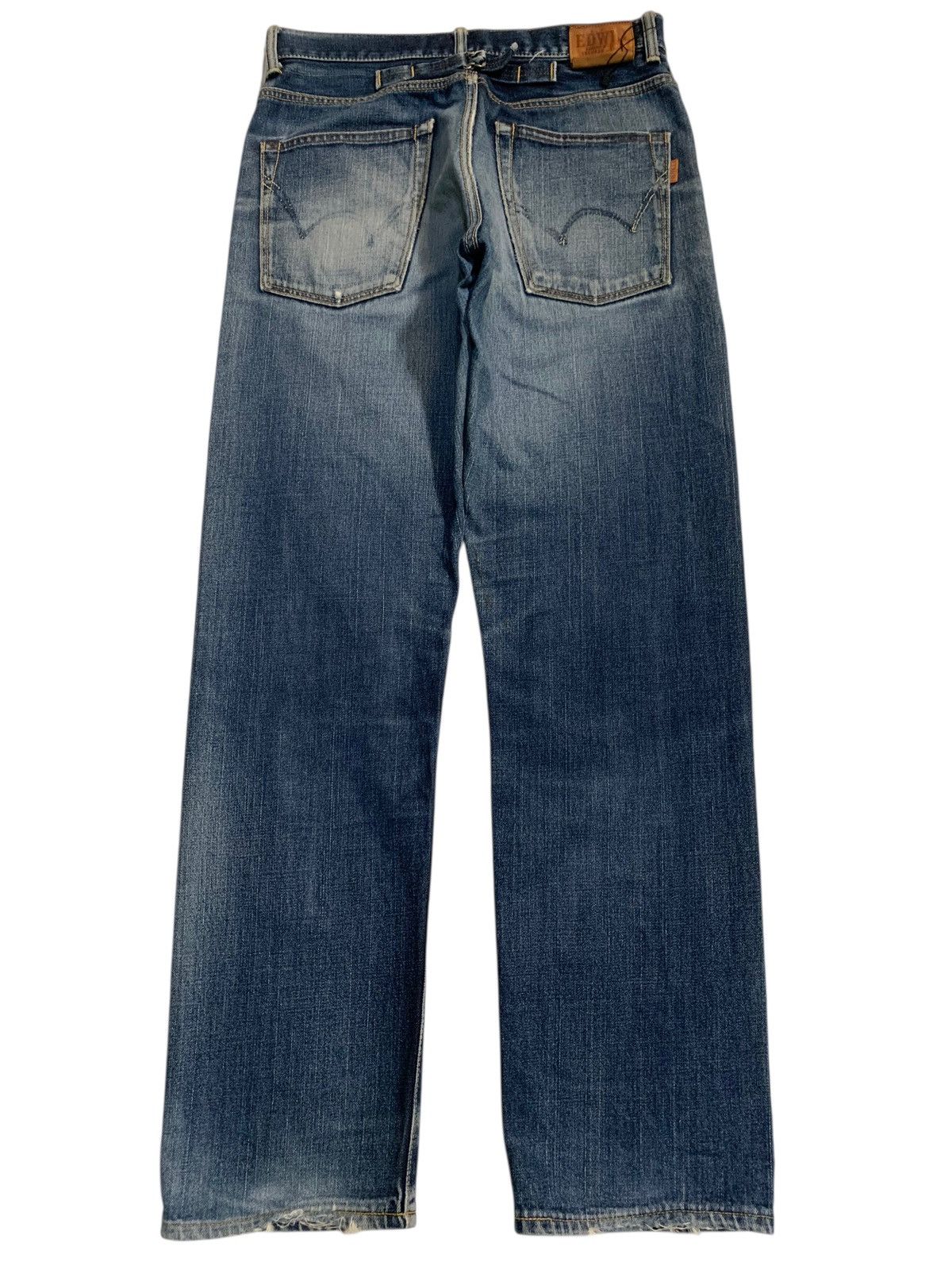 VINTAGE EDWIN 505Z SELVEDGE BUCKLE BACK DISTRESSED DENIM