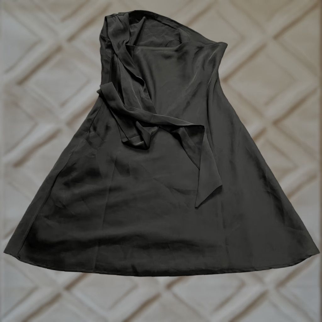 Venus Le Lis Dress Womens Large Black One Shoulder Mini Silk Solid A-Line Party Size L / US 10 / IT 46 - 1 Thumbnail