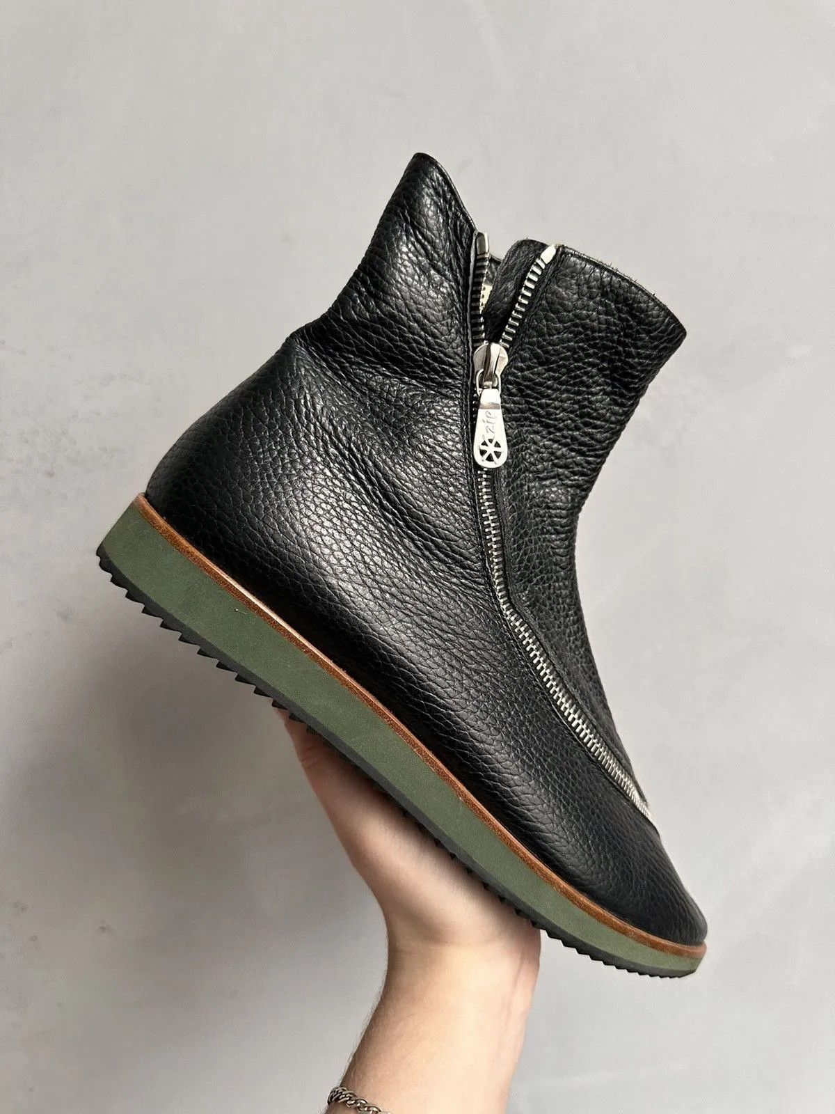 If Six Was Nine Leather Boots Metal Zip Vintage Rick Owens Style Y2K Size US 7 / IT 37 - 3 Thumbnail